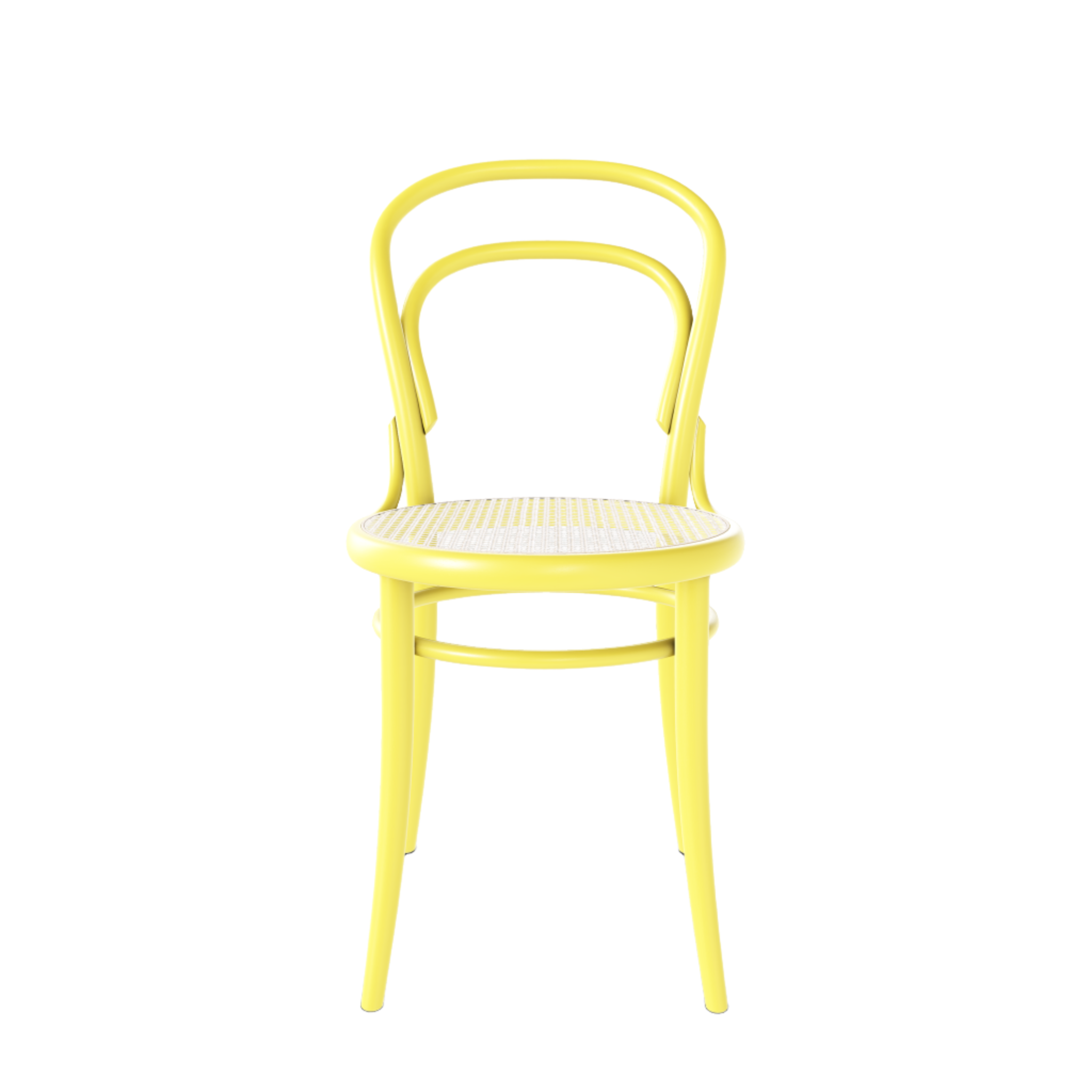 Ton 14 Dining Chair with cane seat in resin yellow