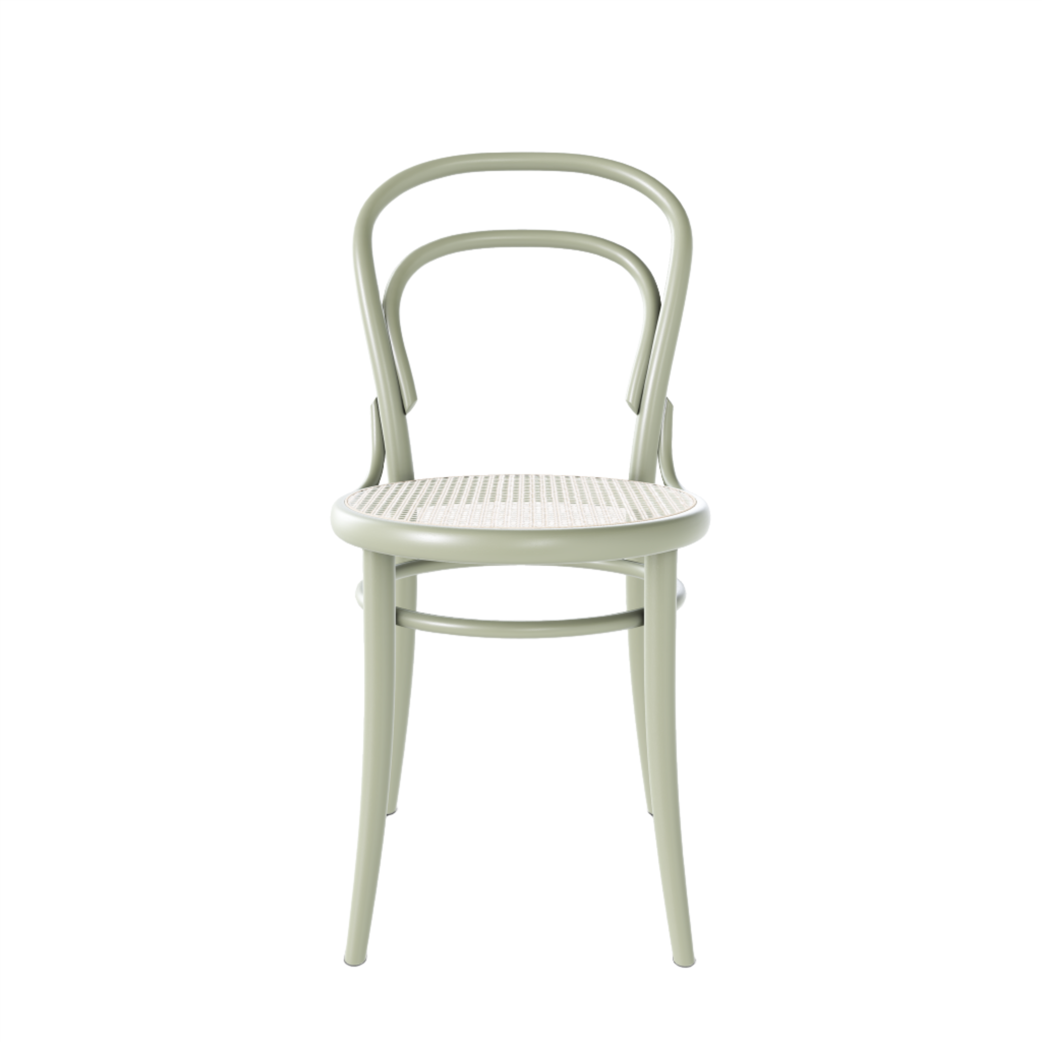 Ton 14 Dining Chair with cane seat in pebble green