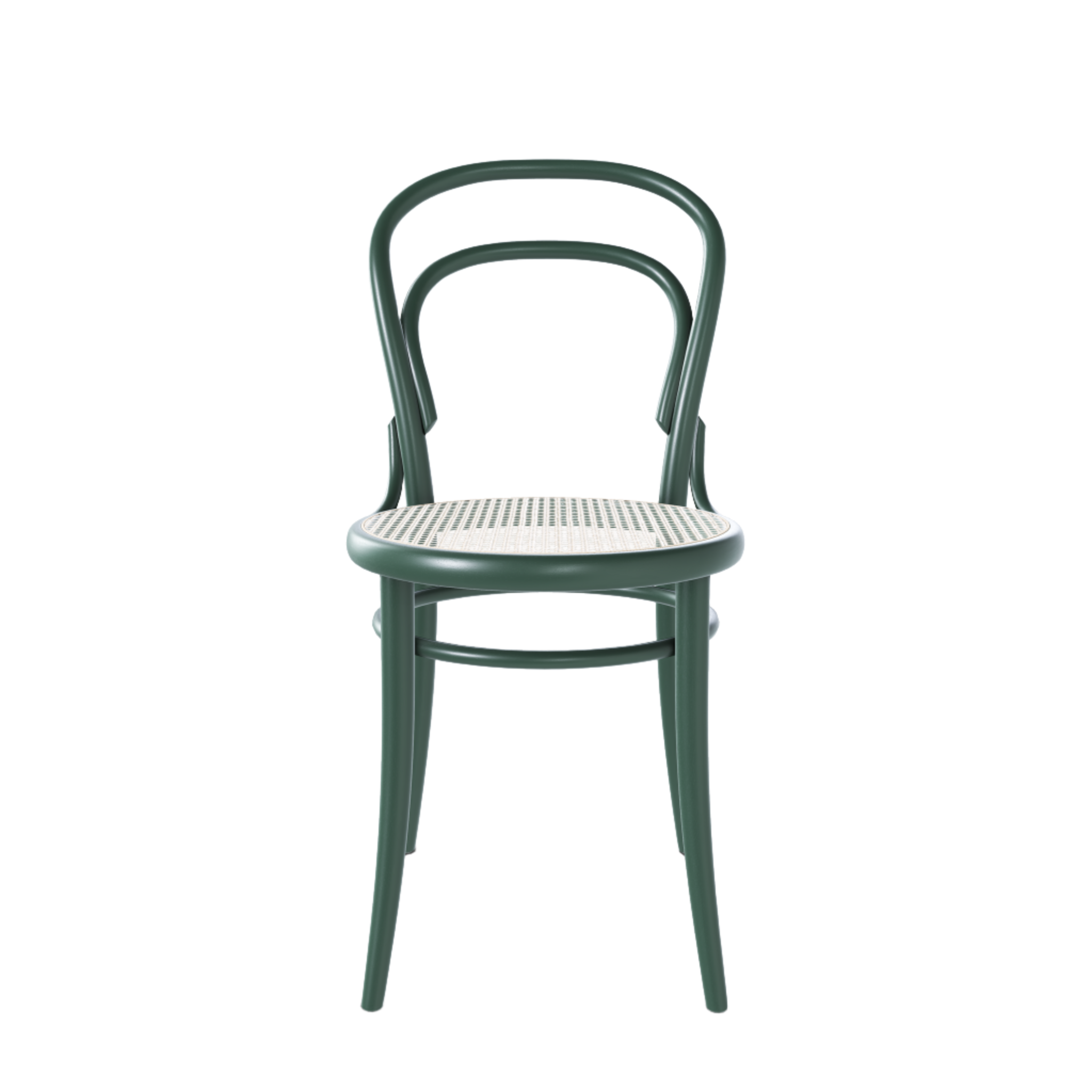 Ton 14 Dining Chair with cane seat in deep green