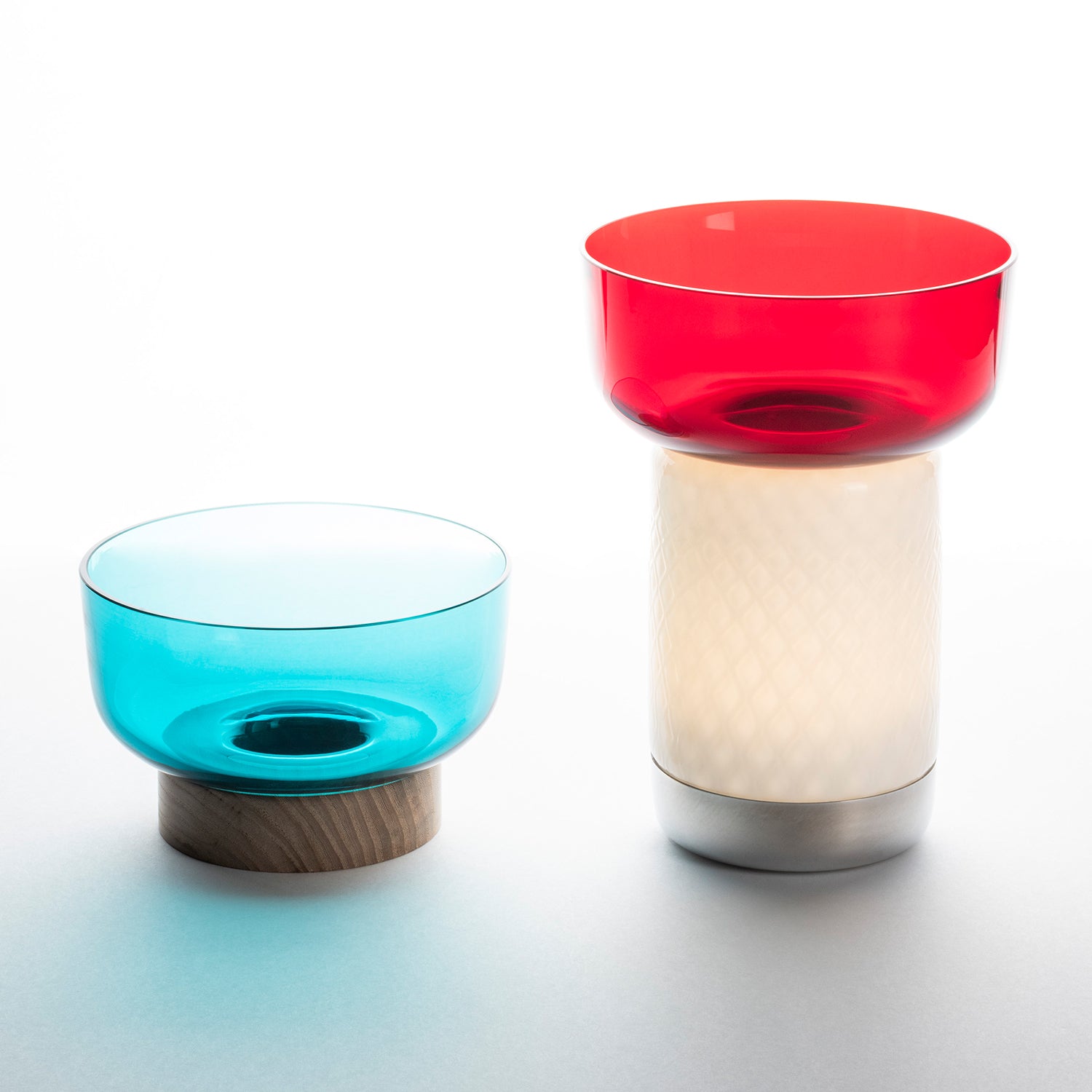 Artemide Bonta Portable Lamp & Bowl Ambience Image in red and turquoise