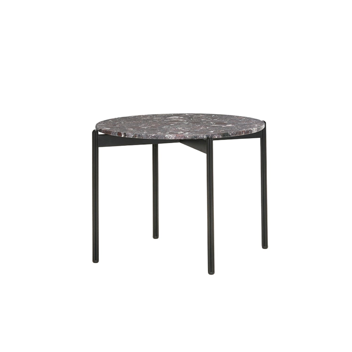 Pedrali Blume round coffee side table in composite marble and black legs