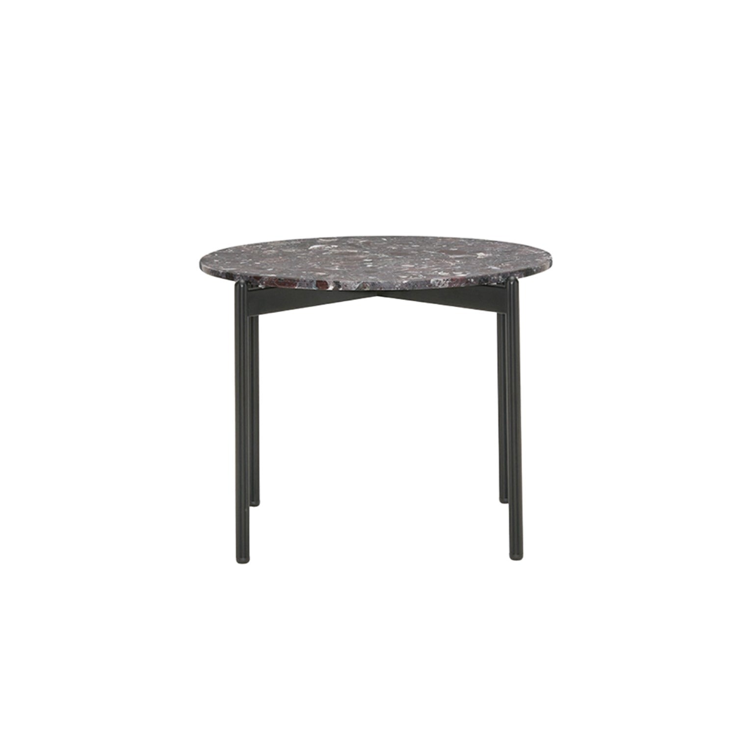 Pedrali Blume round coffee side table in composite marble and black legs