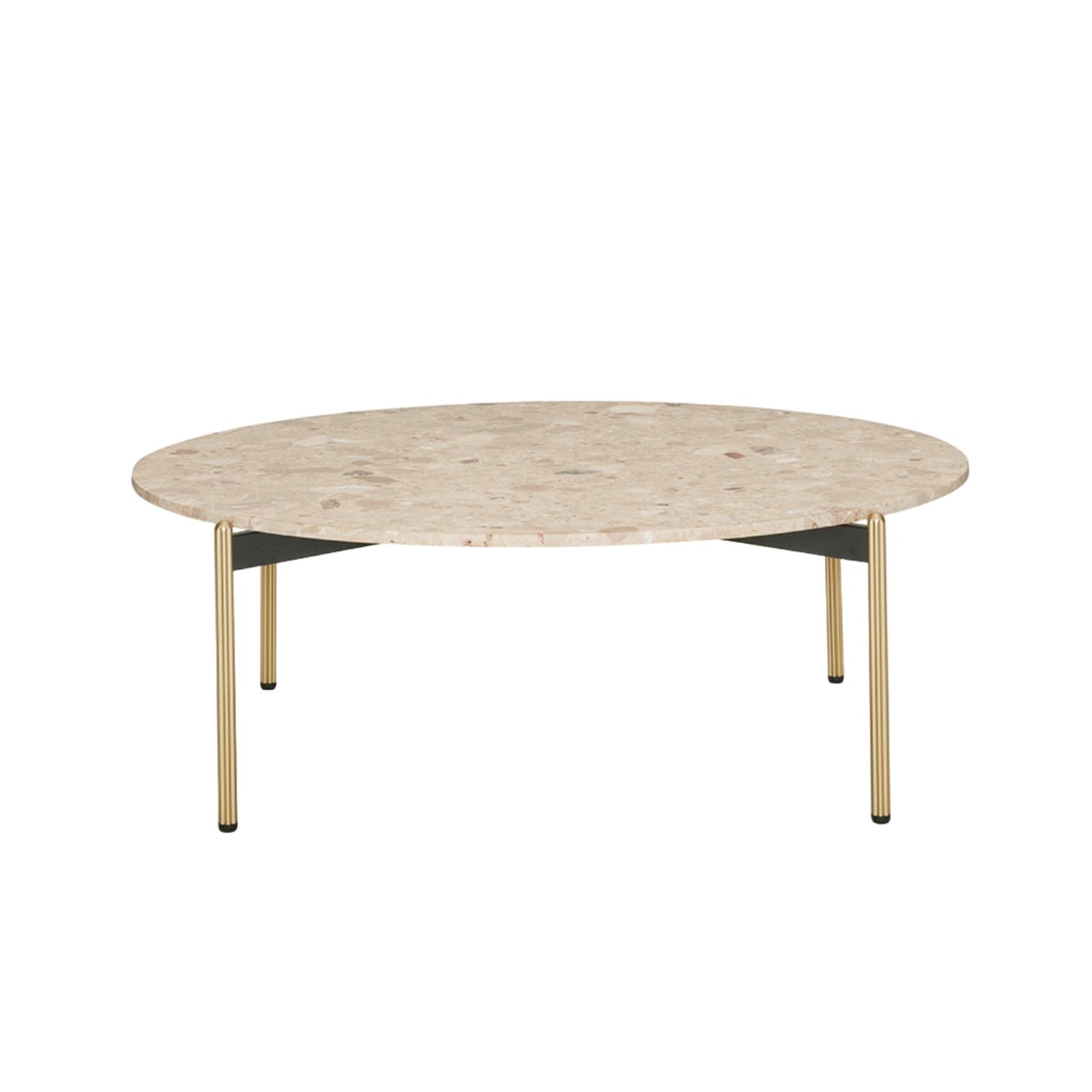 Pedrali Blume round coffee side table in composite marble and brass legs