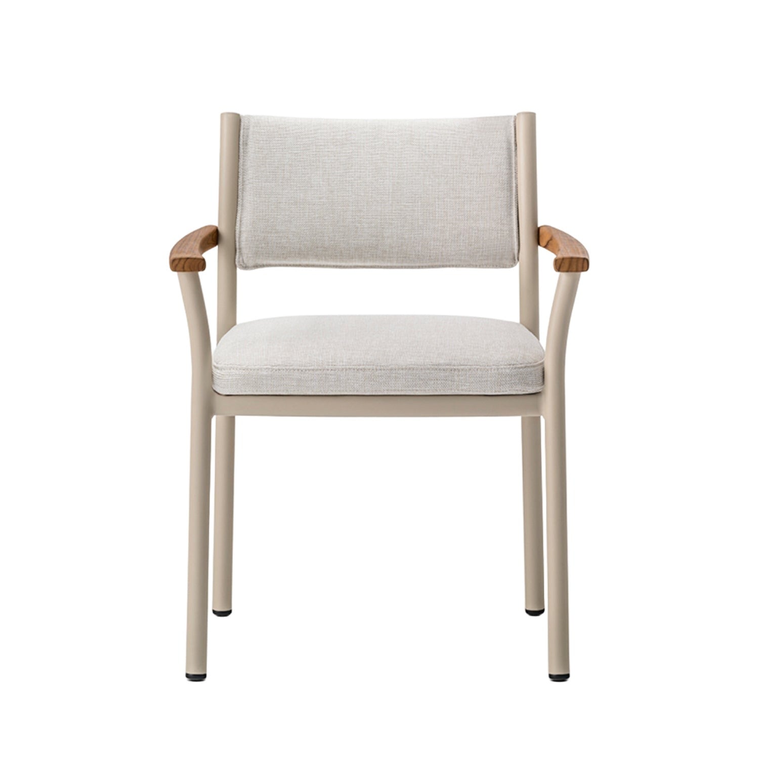 Pedrali 3694+3694.5 outdoor dining chair in beige frame and grey upholstery