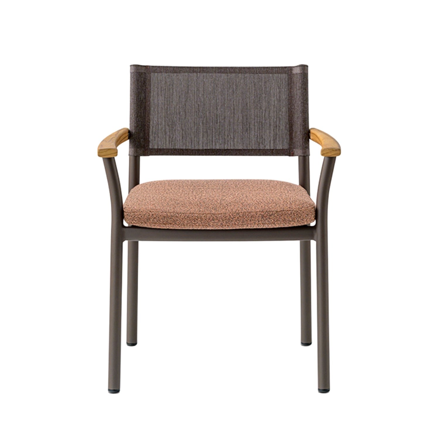 Pedrali 3695 outdoor dining chair in brown frame and brown upholstery