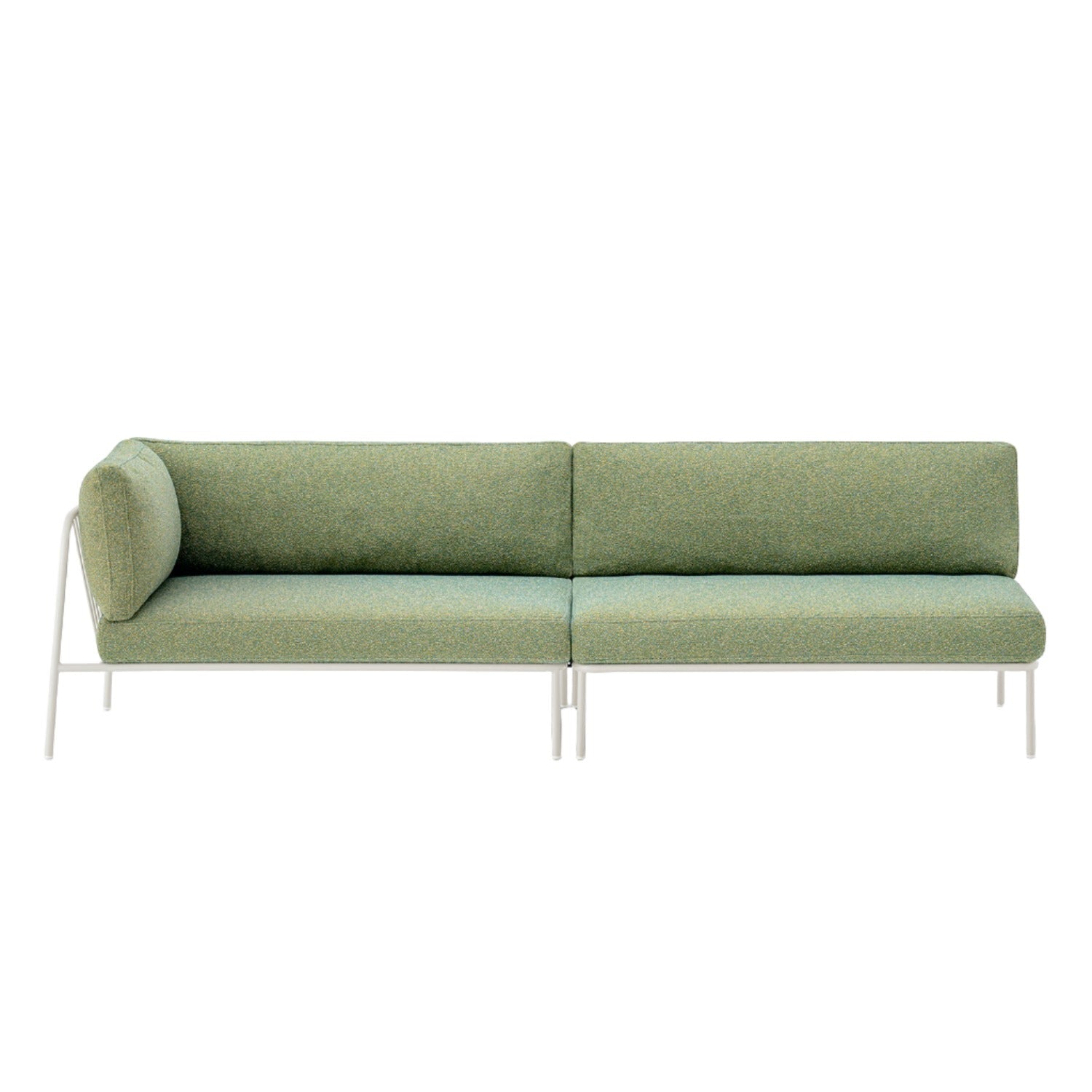 Pedrali Nolita Modular Outdoor Sofa in white with green cushions