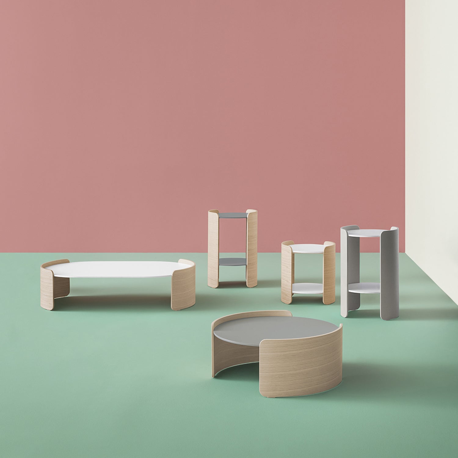 Pedrali Parenthesis coffee table family ambience image