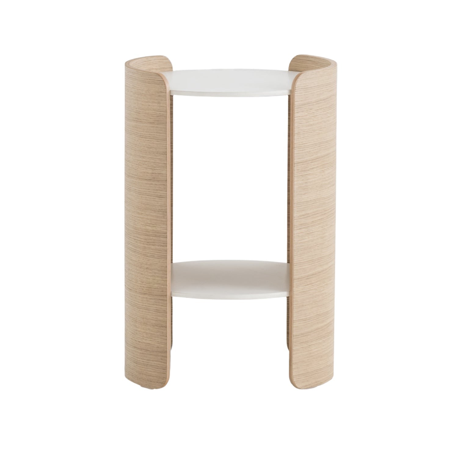 Pedrali Parenthesis side table in oak frame and white laminate top