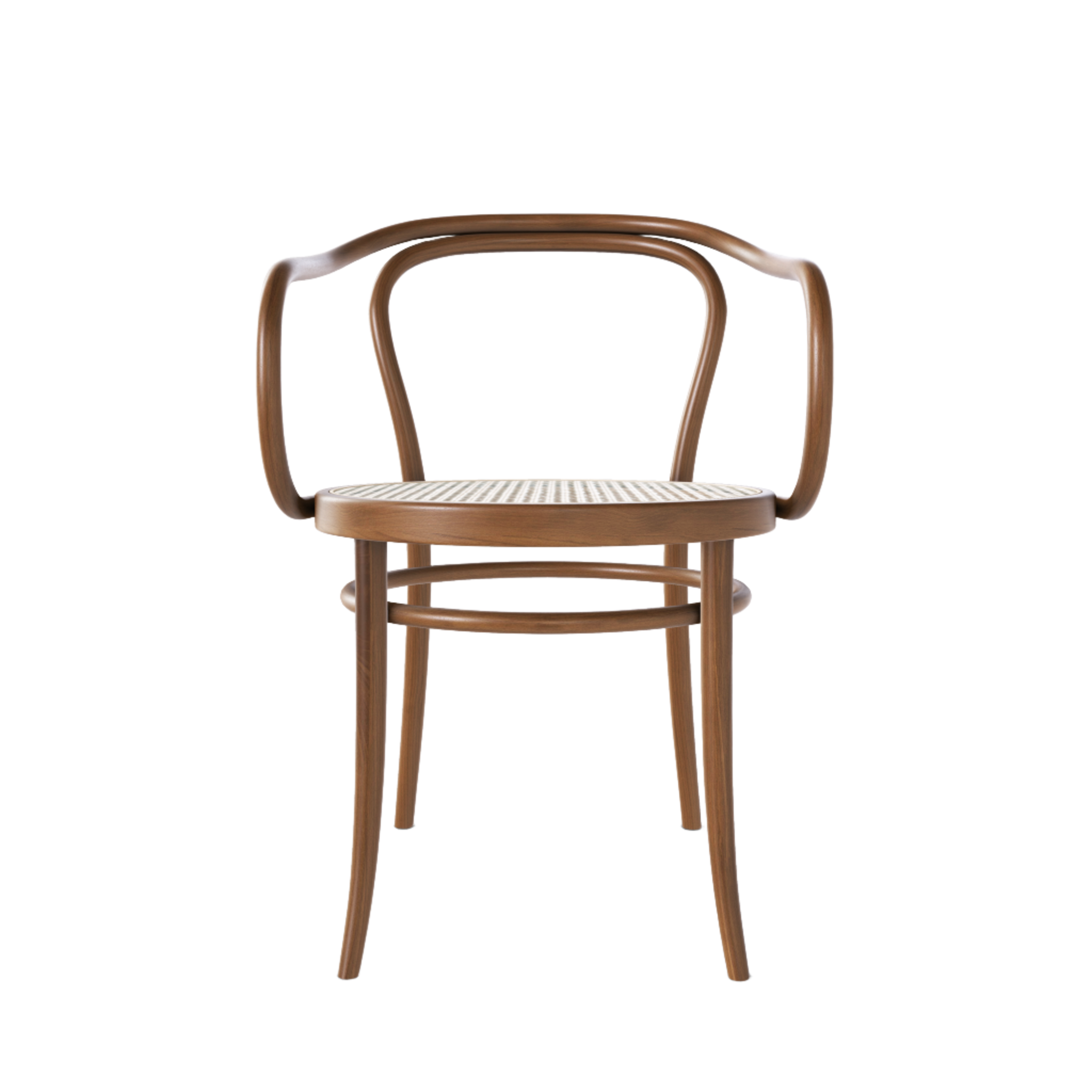 Ton 30 Armchair with cane seat in nougat
