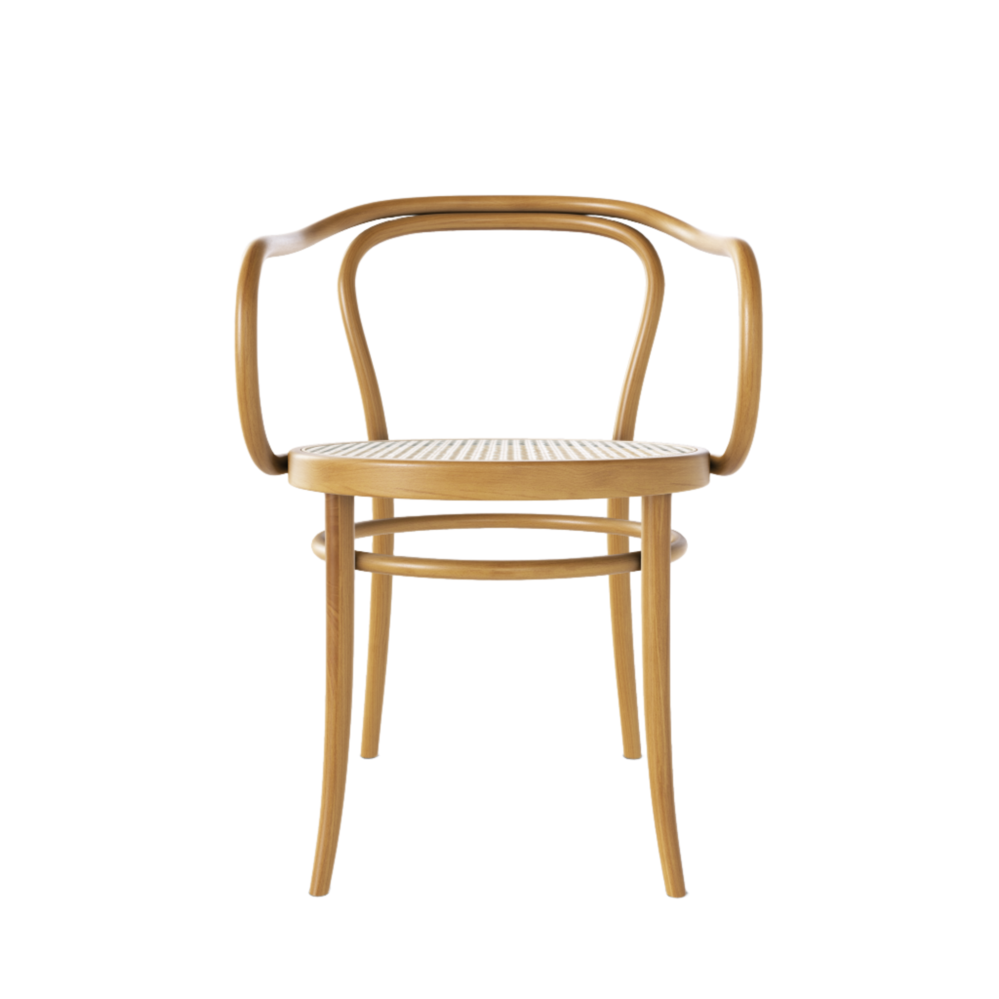 Ton 30 Armchair with cane seat in honey