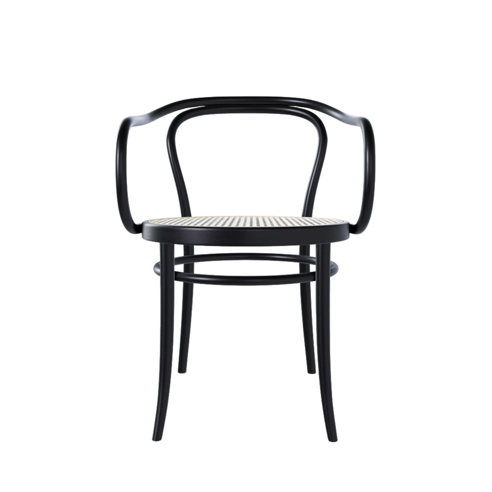 Ton 30 Armchair with cane seat in black grain