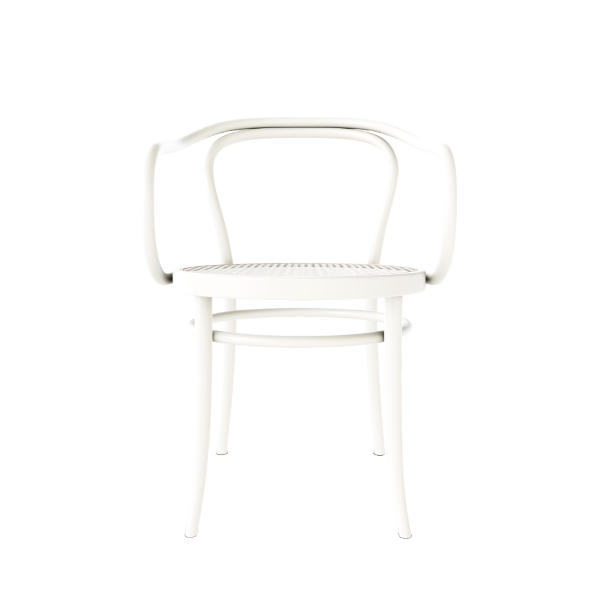 Ton 30 Armchair with cane seat in white