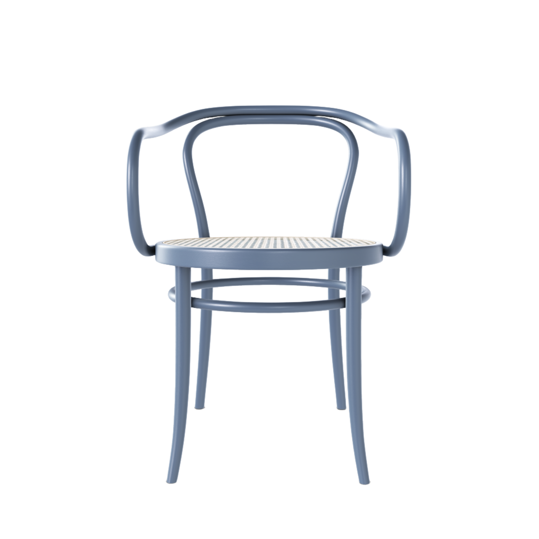 Ton 30 Armchair with cane seat in steam blue