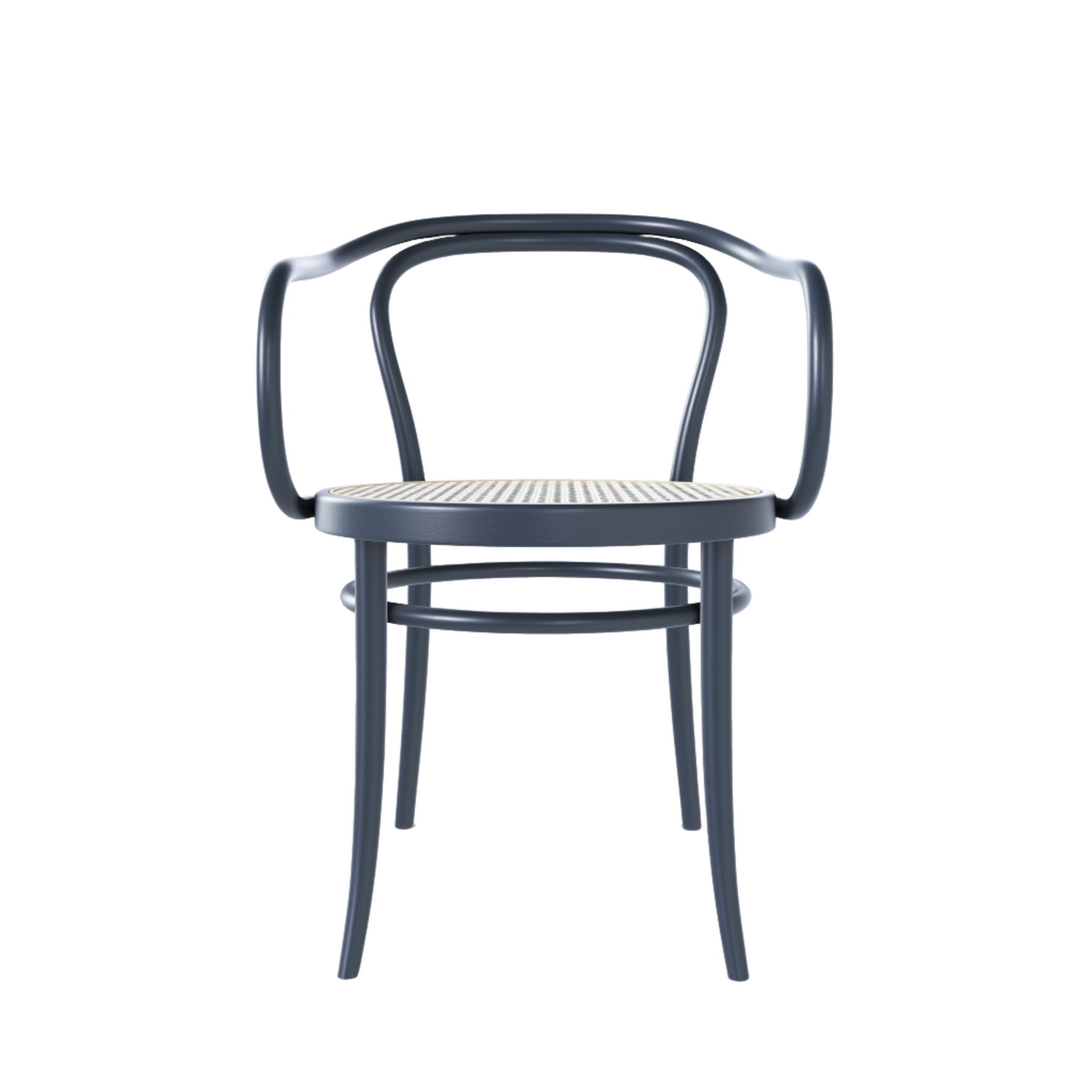 Ton 30 Armchair with cane seat in graphite blue
