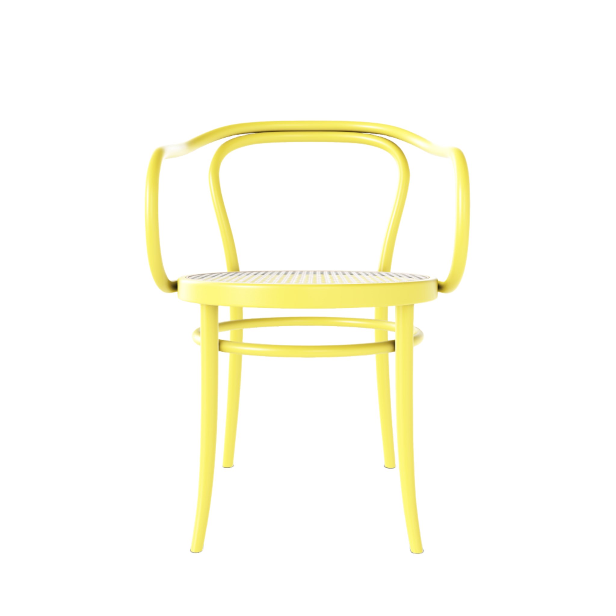 Ton 30 Armchair with cane seat in resin yellow