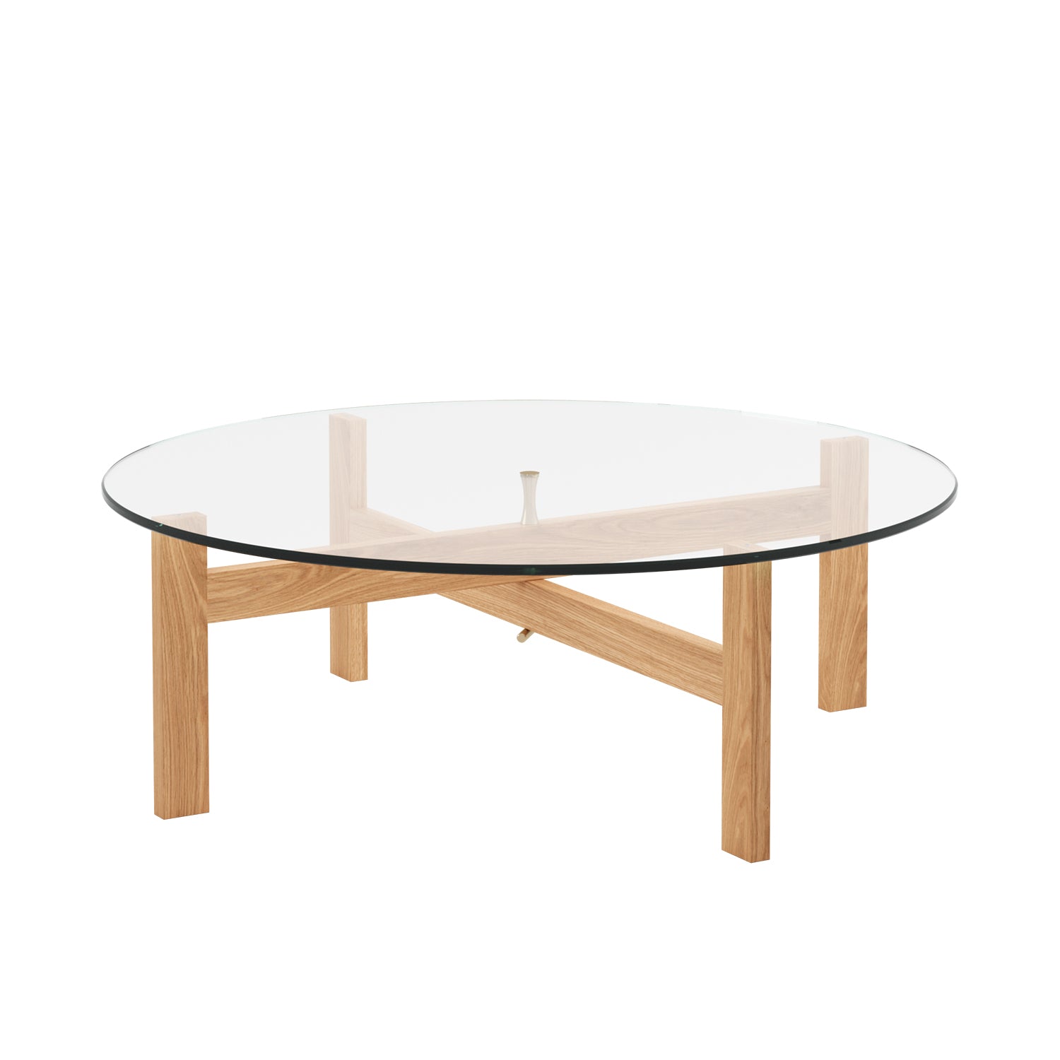 Moebe Modern oak and glass Scandinavian round coffee table