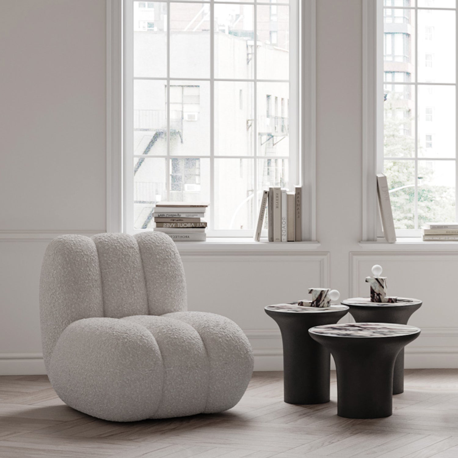 101 Copenhagen Toe Chair in white boucle