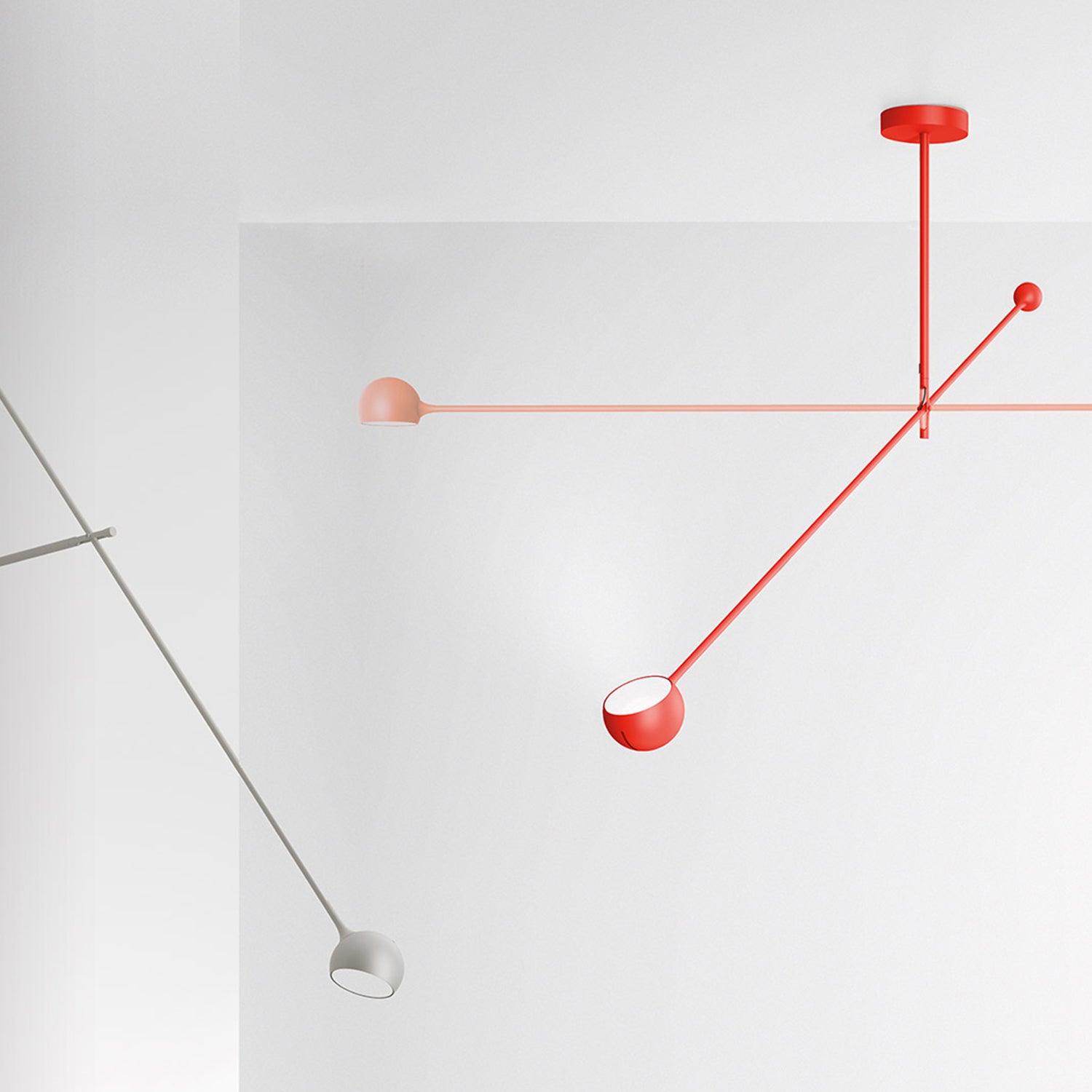 Artemide IXA wall arm lamp in grey and red