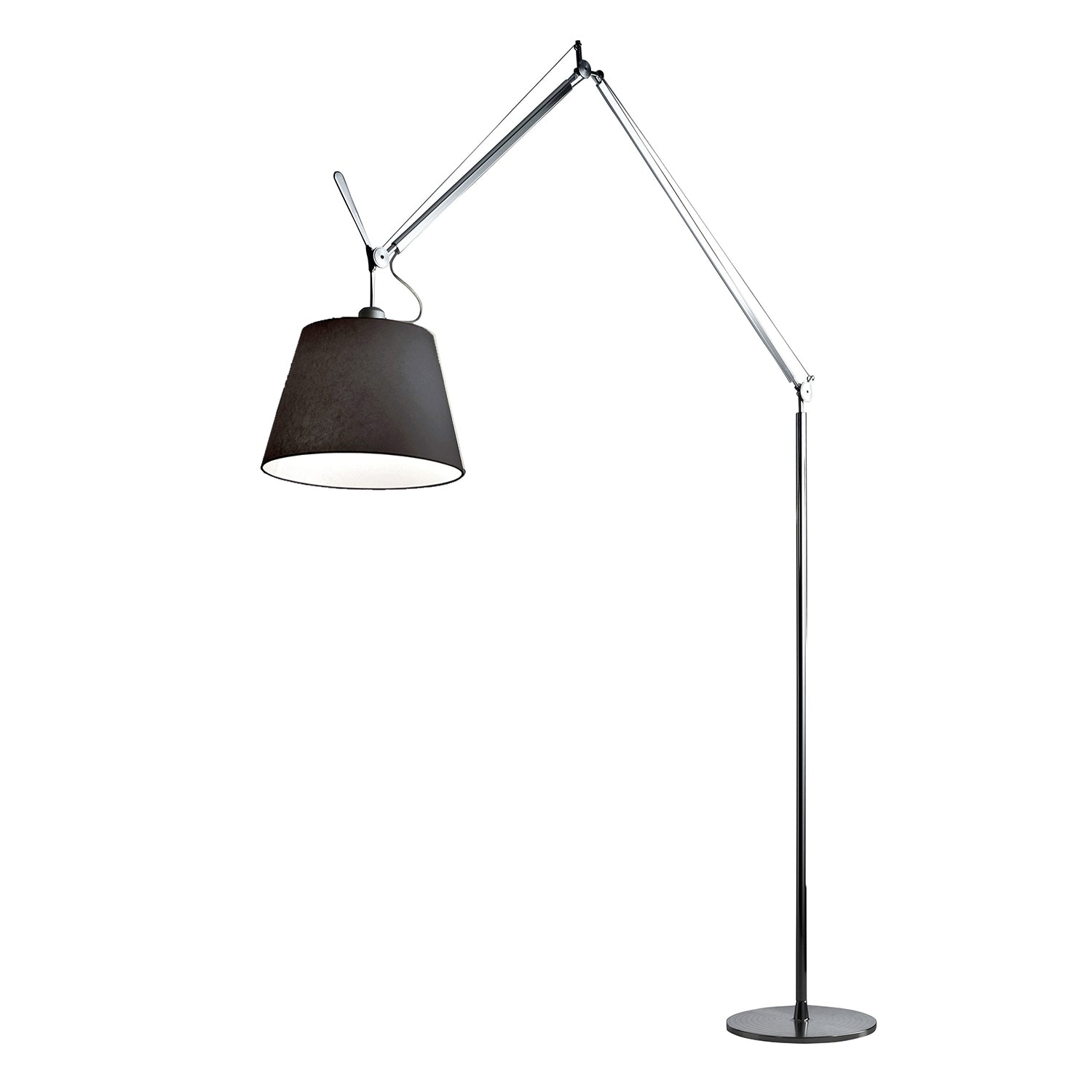 Artemide Tolomeo Mega floor lamp in aluminium and black shade