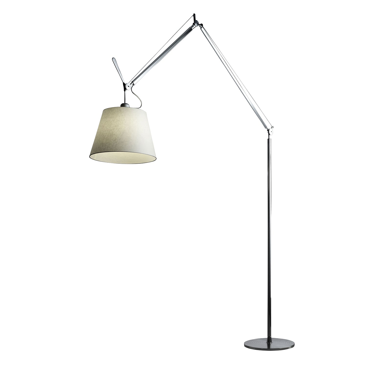 Artemide Tolomeo Mega floor lamp in aluminium and linen shade