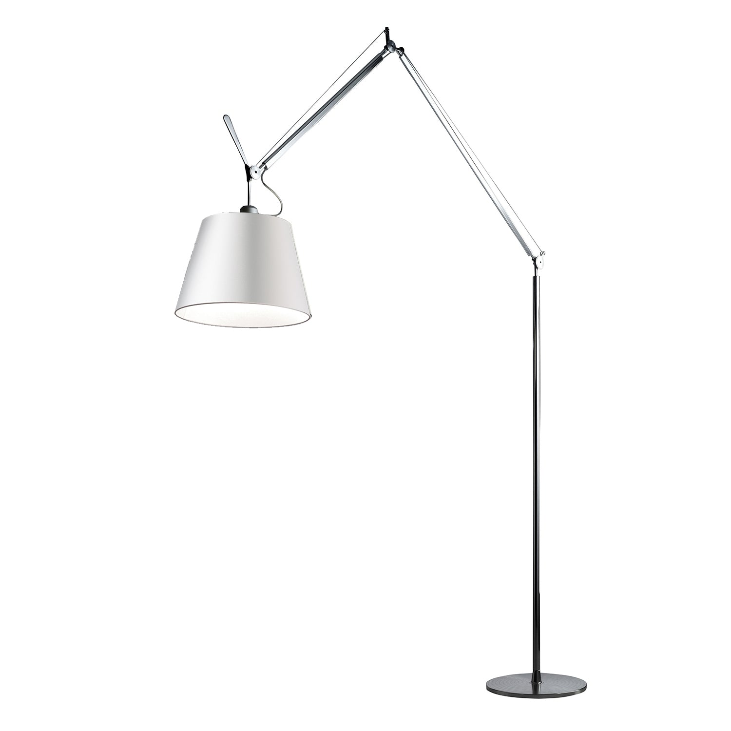 Artemide Tolomeo Mega floor lamp in aluminium and white shade