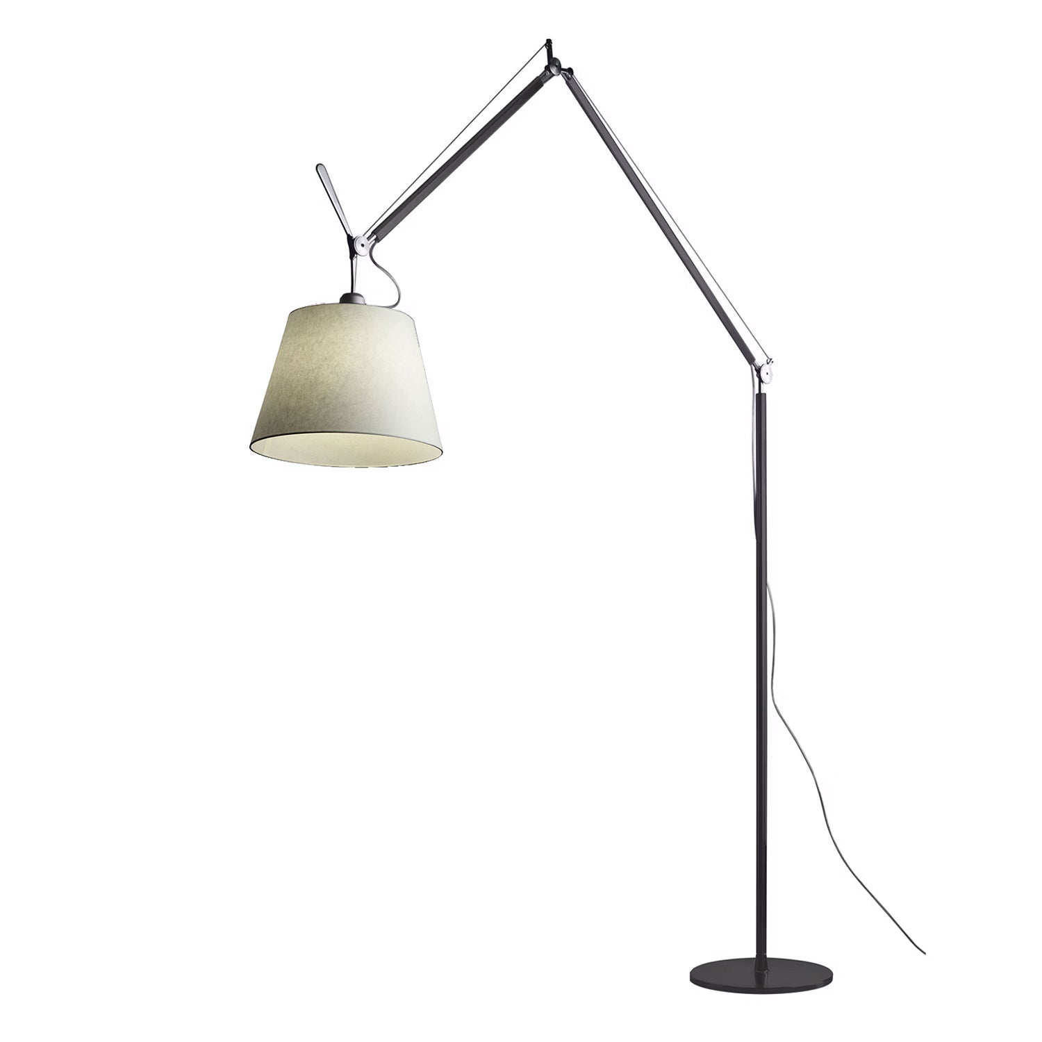 Artemide Tolomeo Mega floor lamp in black and linen shade