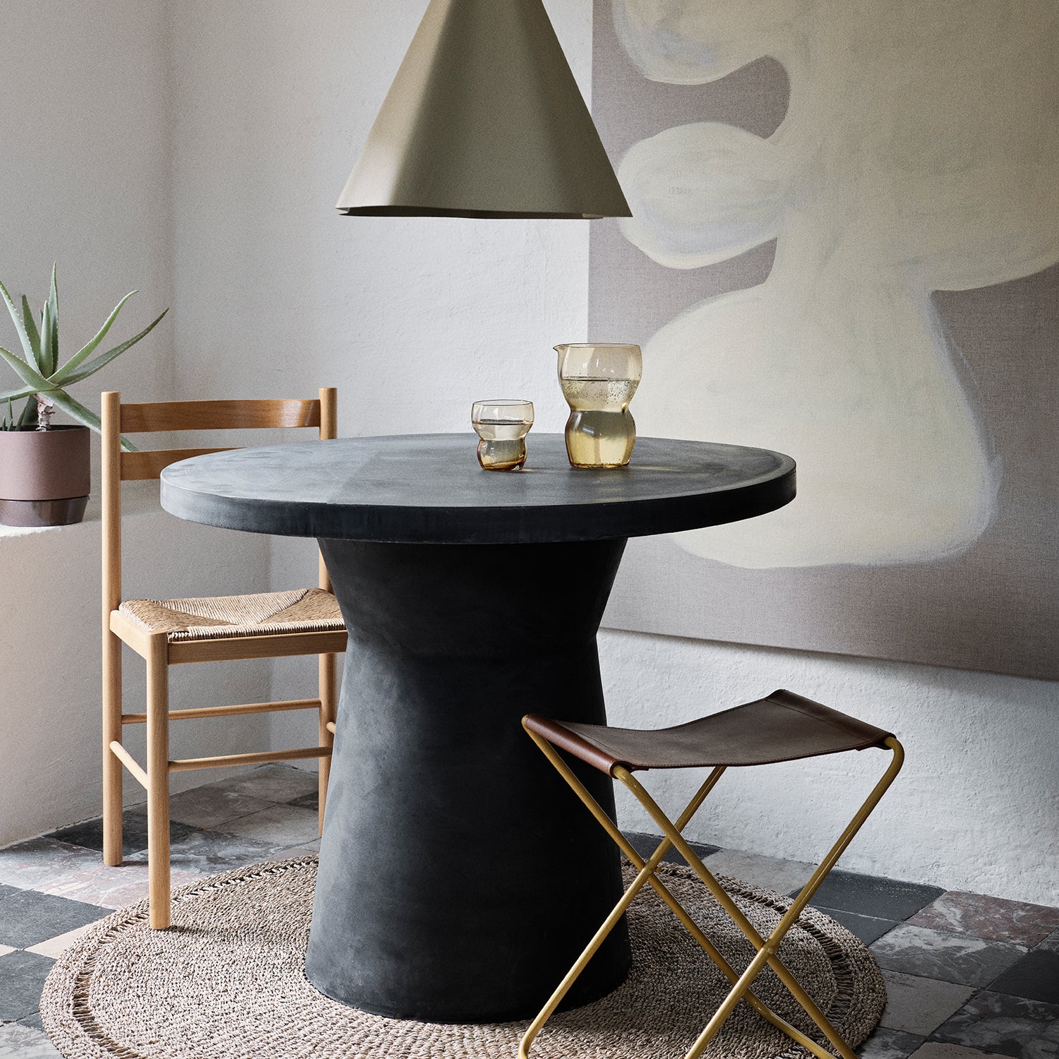 Broste Copenhagen Fiber Bistro Table in charcoal ambience image