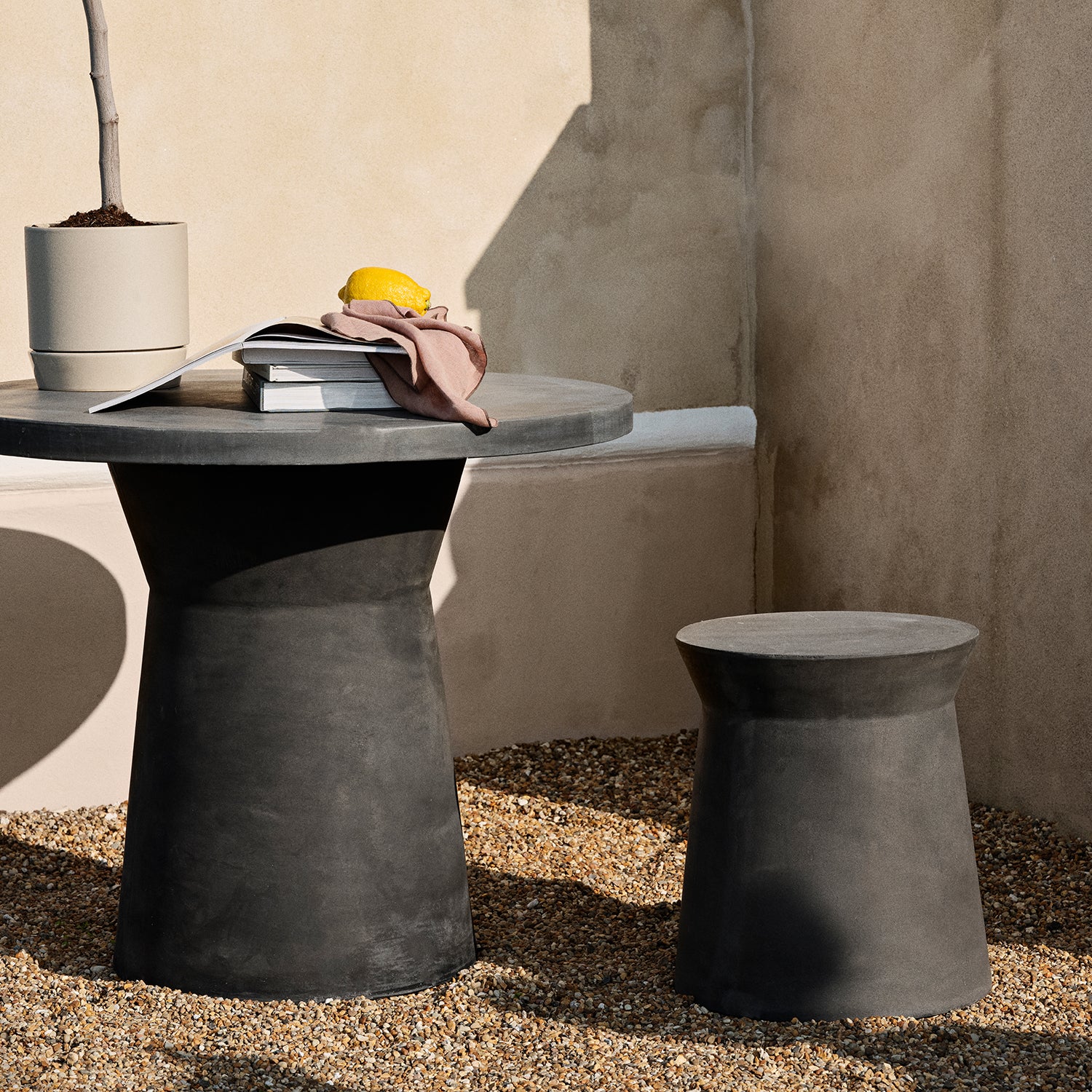 Broste Copenhagen Fiber Bistro Table in charcoal ambience image