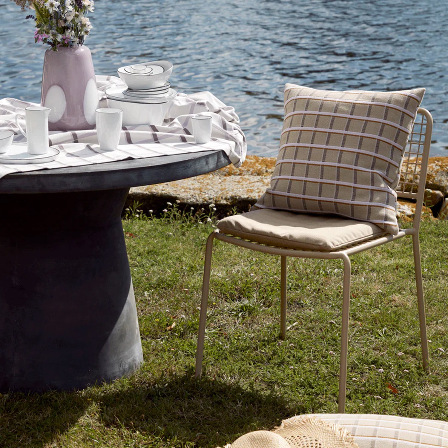 Broste Copenhagen Fiber Table in charcoal ambience image