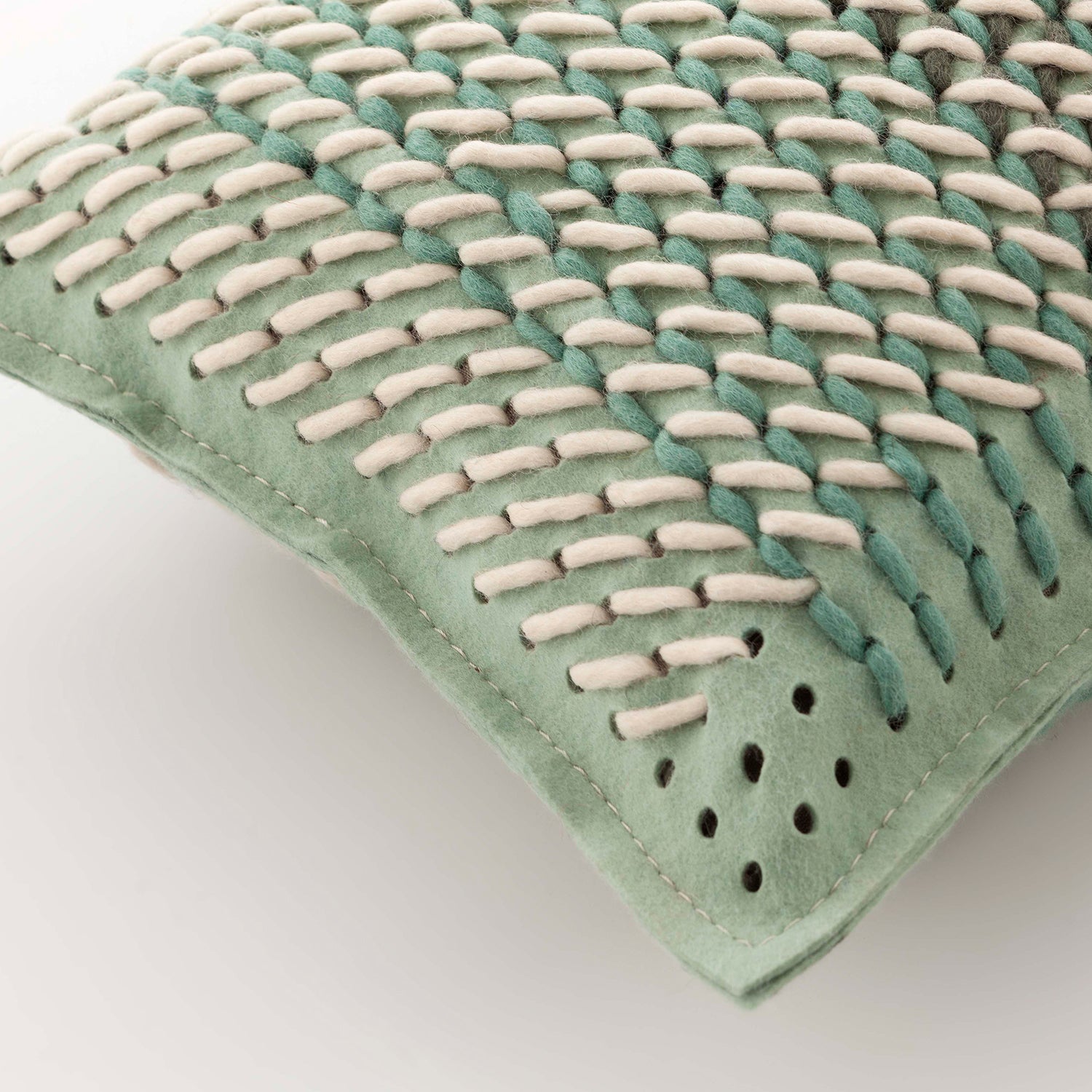 Gan designer cushion 60x35 in green detail shot