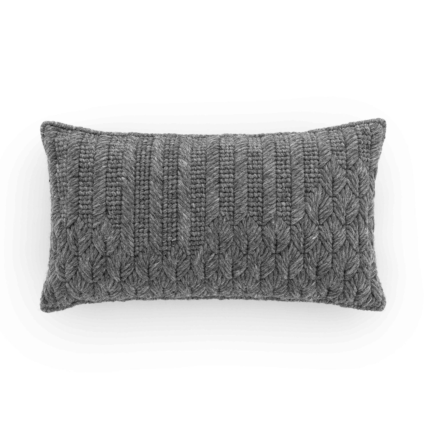 Gan Chaddar designer cushion 60x35 in charcoal