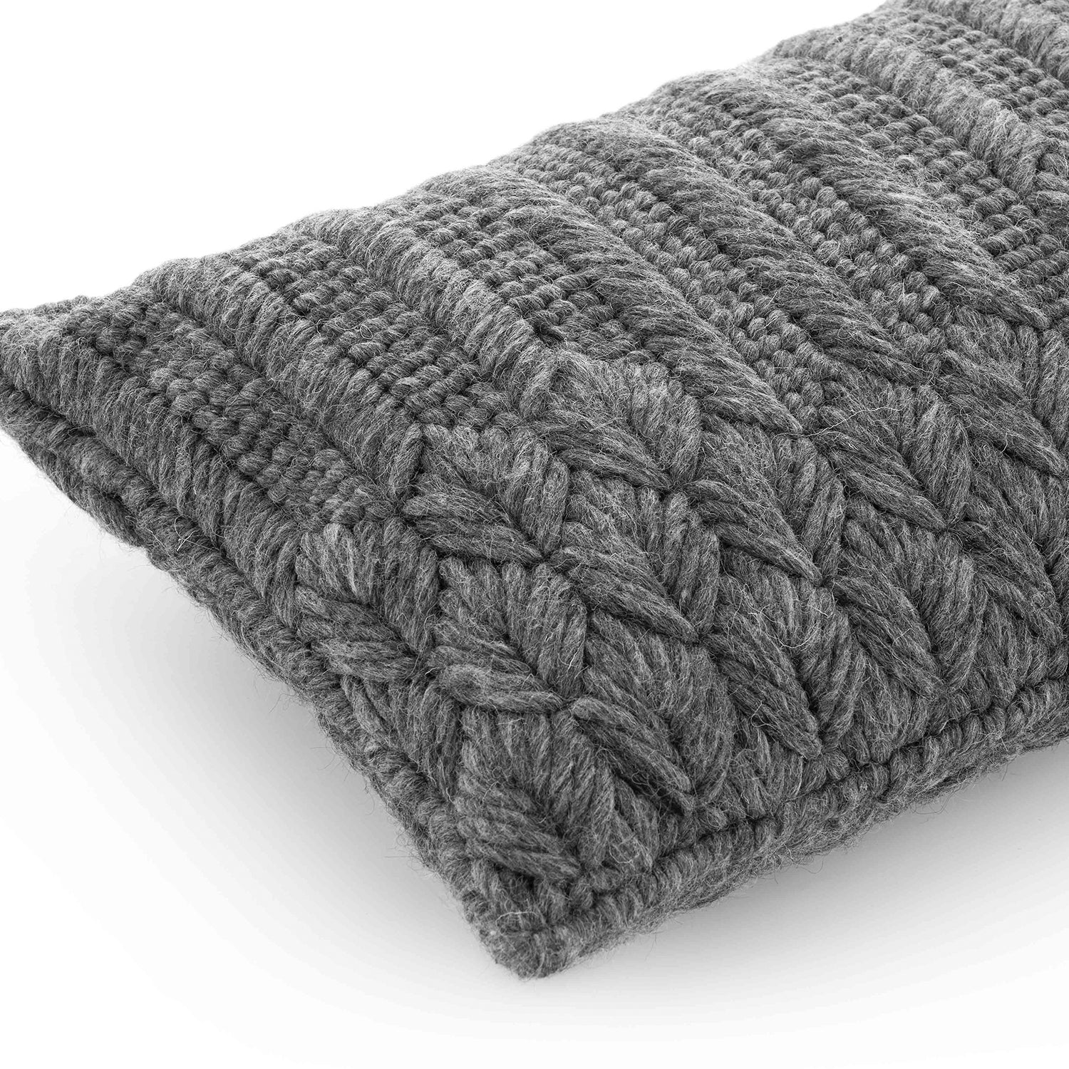 Gan Chaddar designer cushion 60x35 in charcoal detail shot