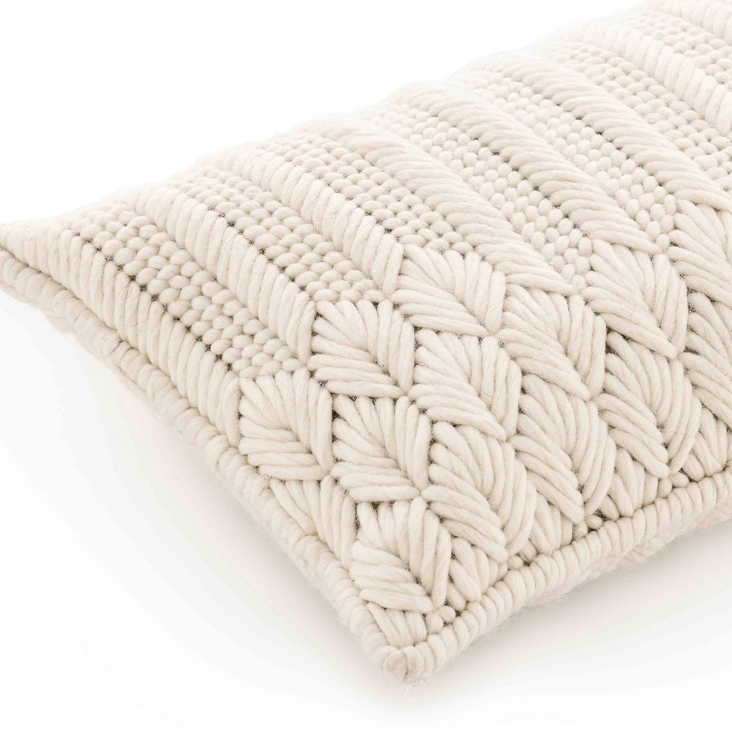 Gan Chaddar designer cushion 60x35 in white detail shot