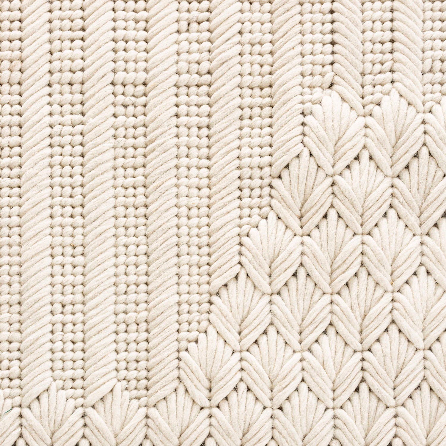 Gan Chaddar designer rug in white detail shot