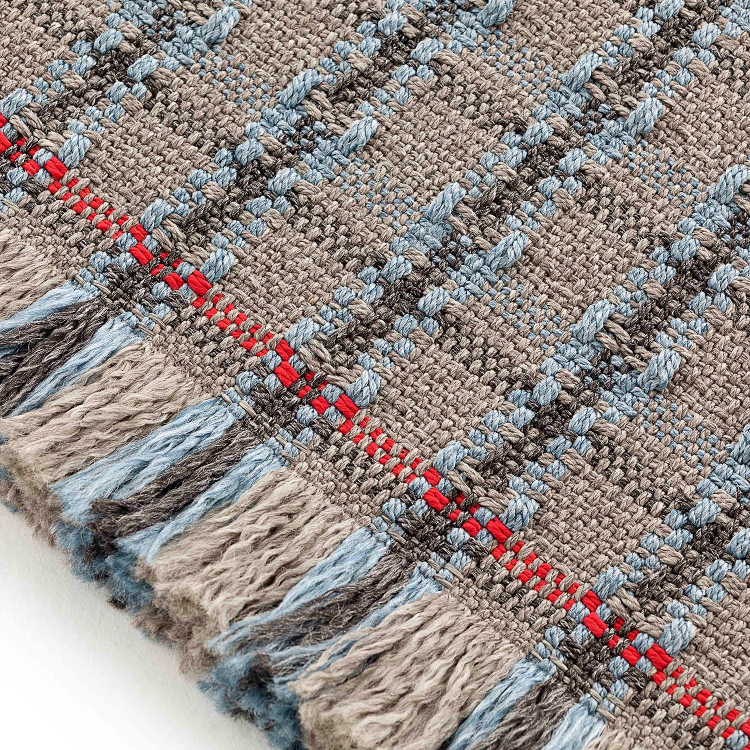 Gan Garden Layers rug in Checks blue detail shot