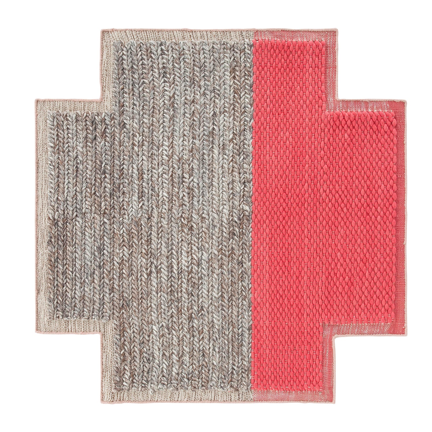 Gan Mangas Space Square Designer Rug in Coral