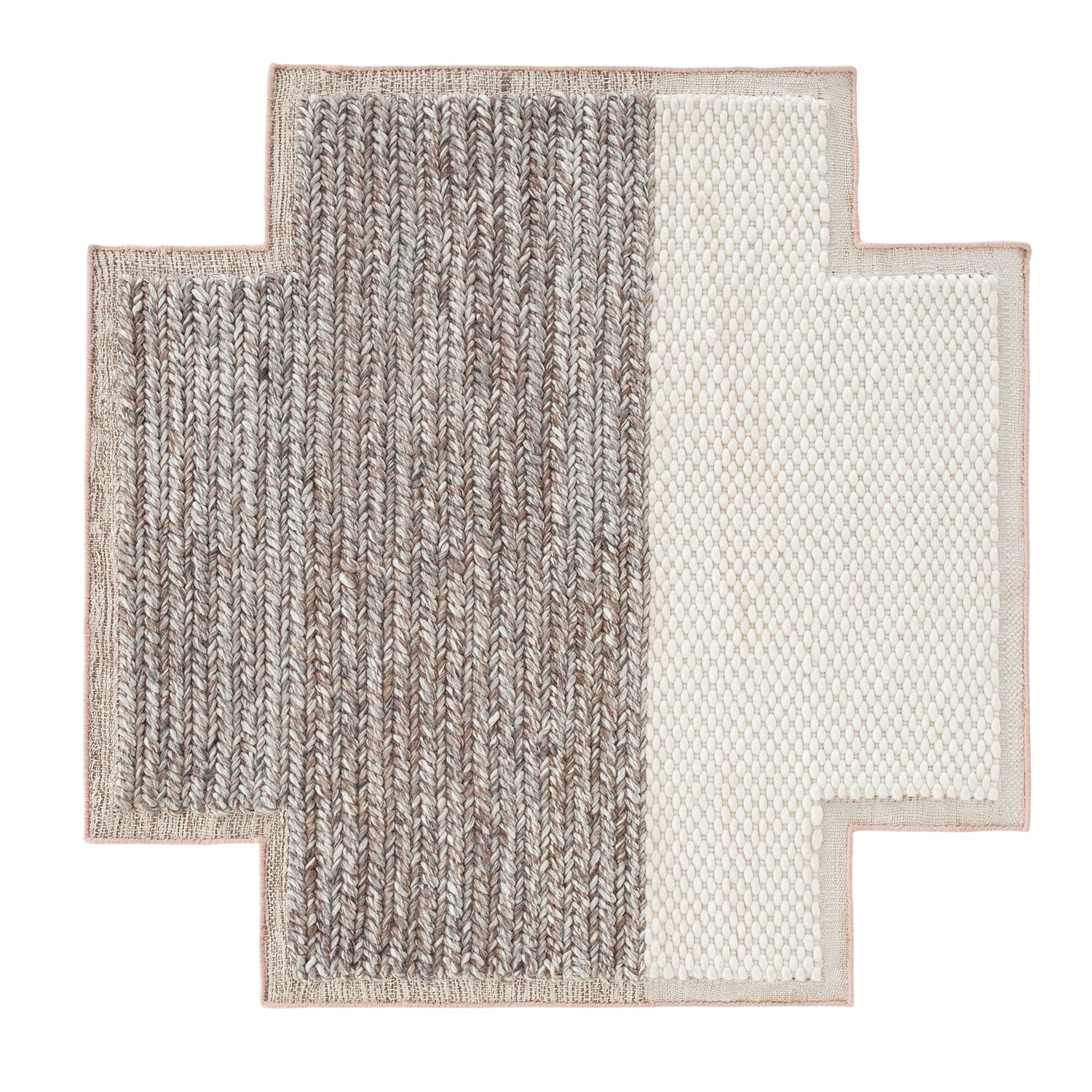 Gan Mangas Space Square Designer Rug in Ivory & Grey