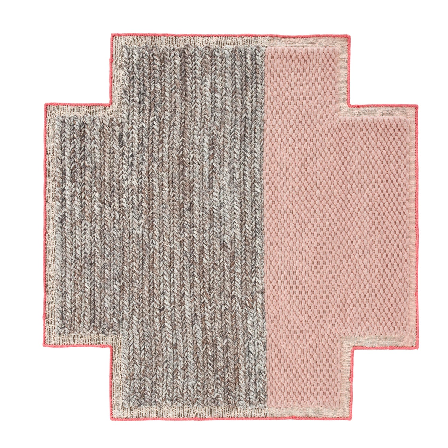 Gan Mangas Space Square Designer Rug in Pink & Grey