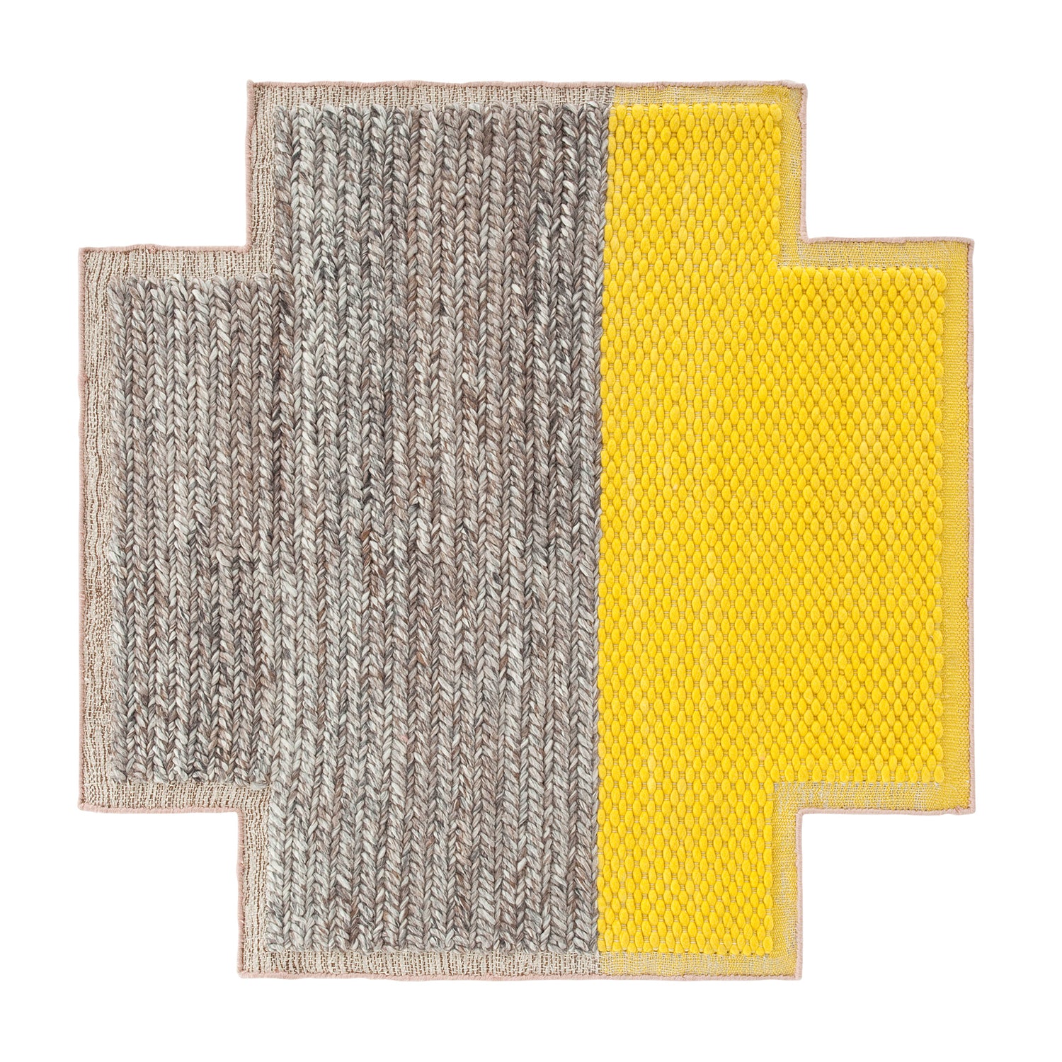 Gan Mangas Space Square Designer Rug in Yellow & Grey