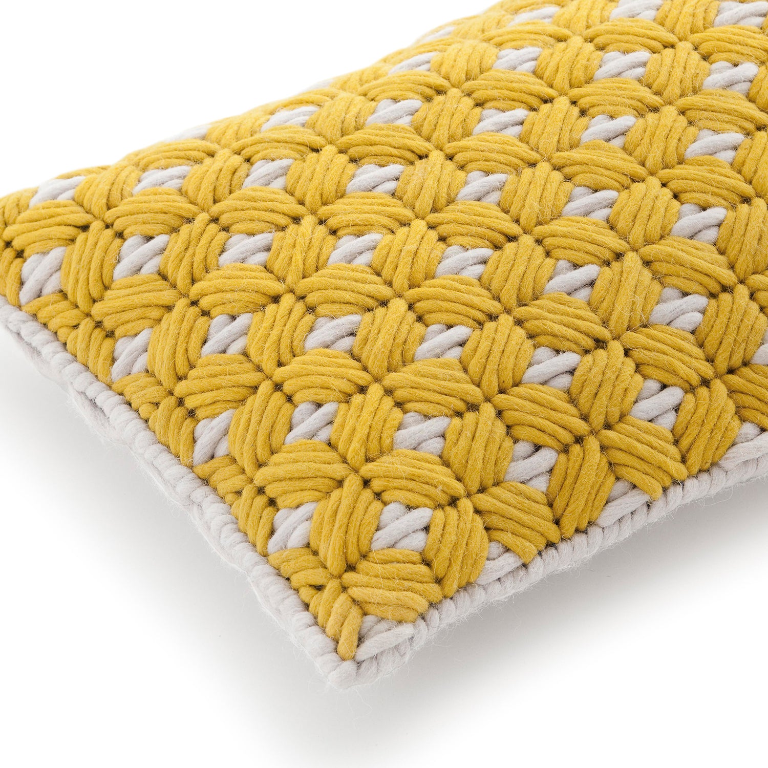 Gan Silai designer cushion 60x35 in yellow detail shot