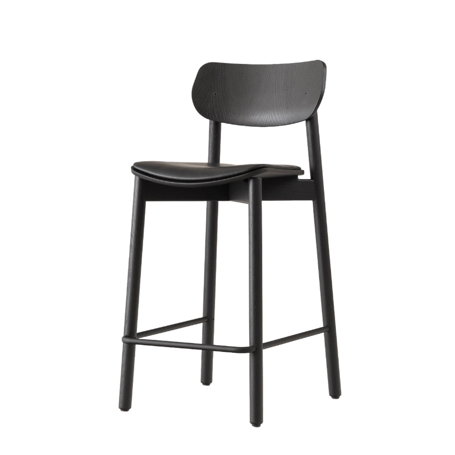 John Green seat upholstered stool in black and black leather