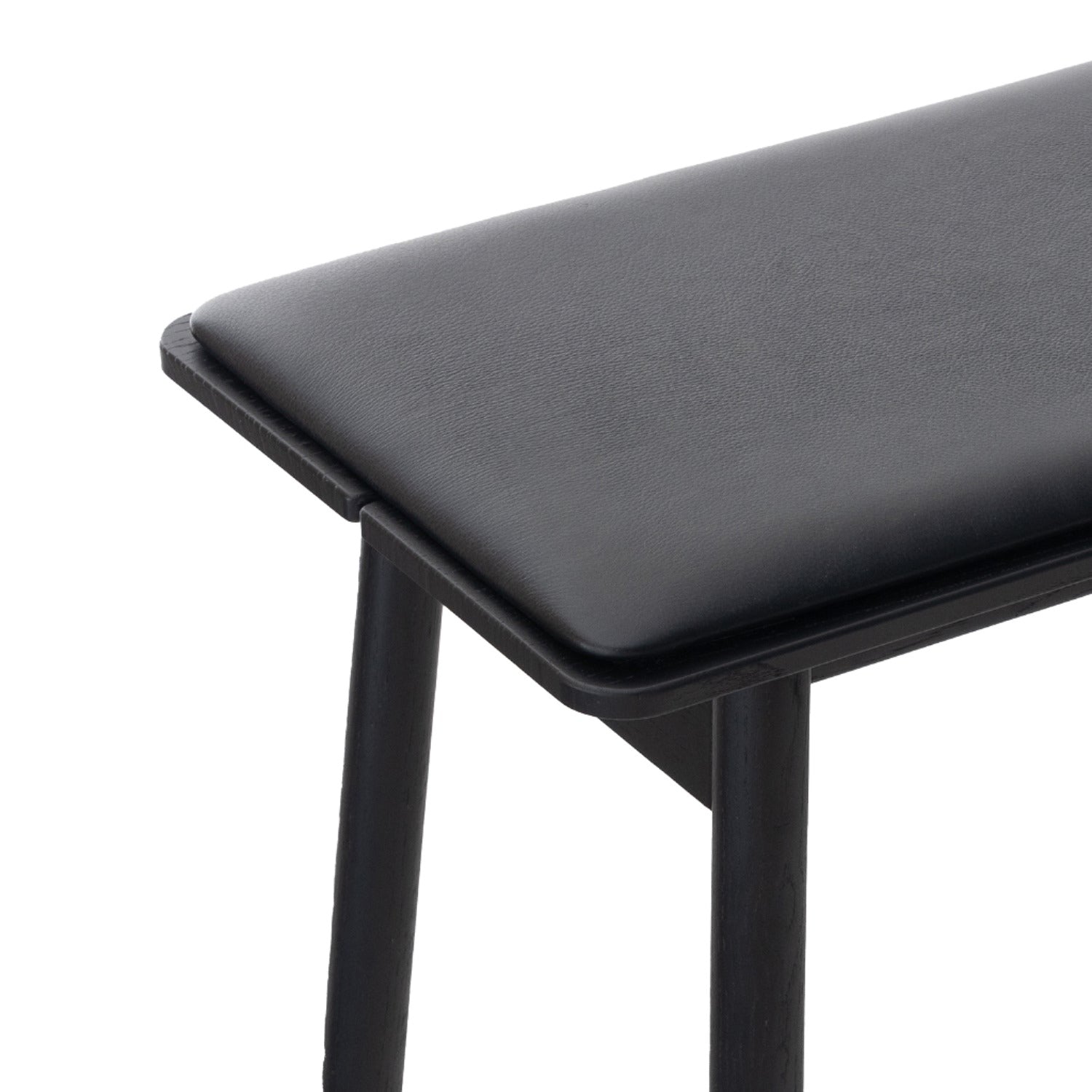 John Green Otis Bench in Black oak with black leather upholstery