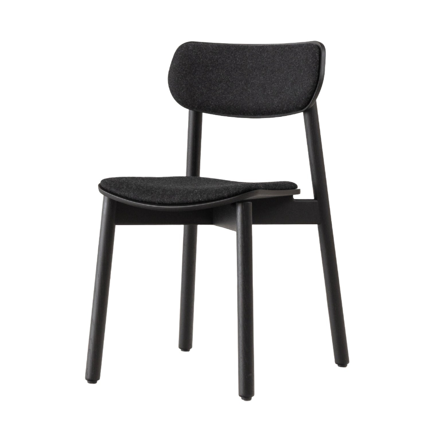 Otis Fully Upholstered Wood Chair in black oak and Black wool