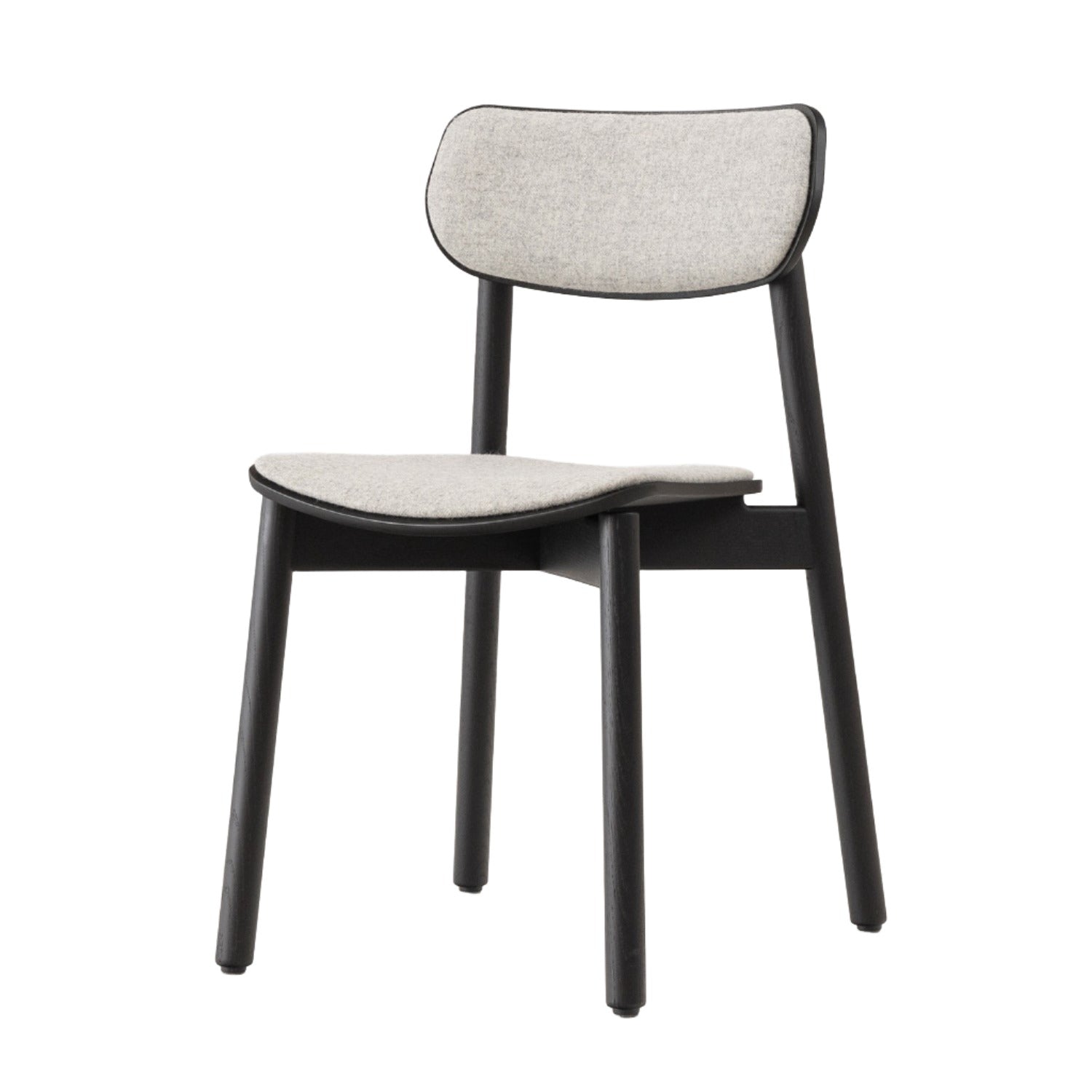 Otis Fully Upholstered Wood Chair in black oak and grey wool