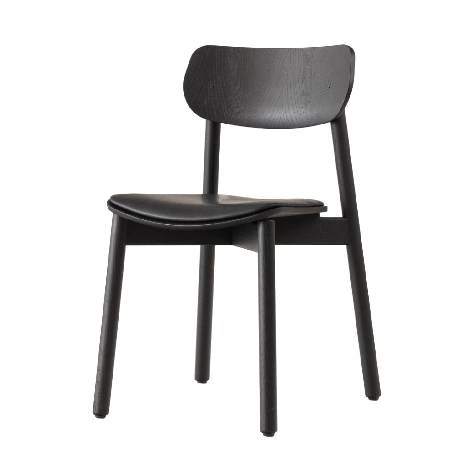 Otis Seat Upholstered Wood Chair in black oak and Black Leather