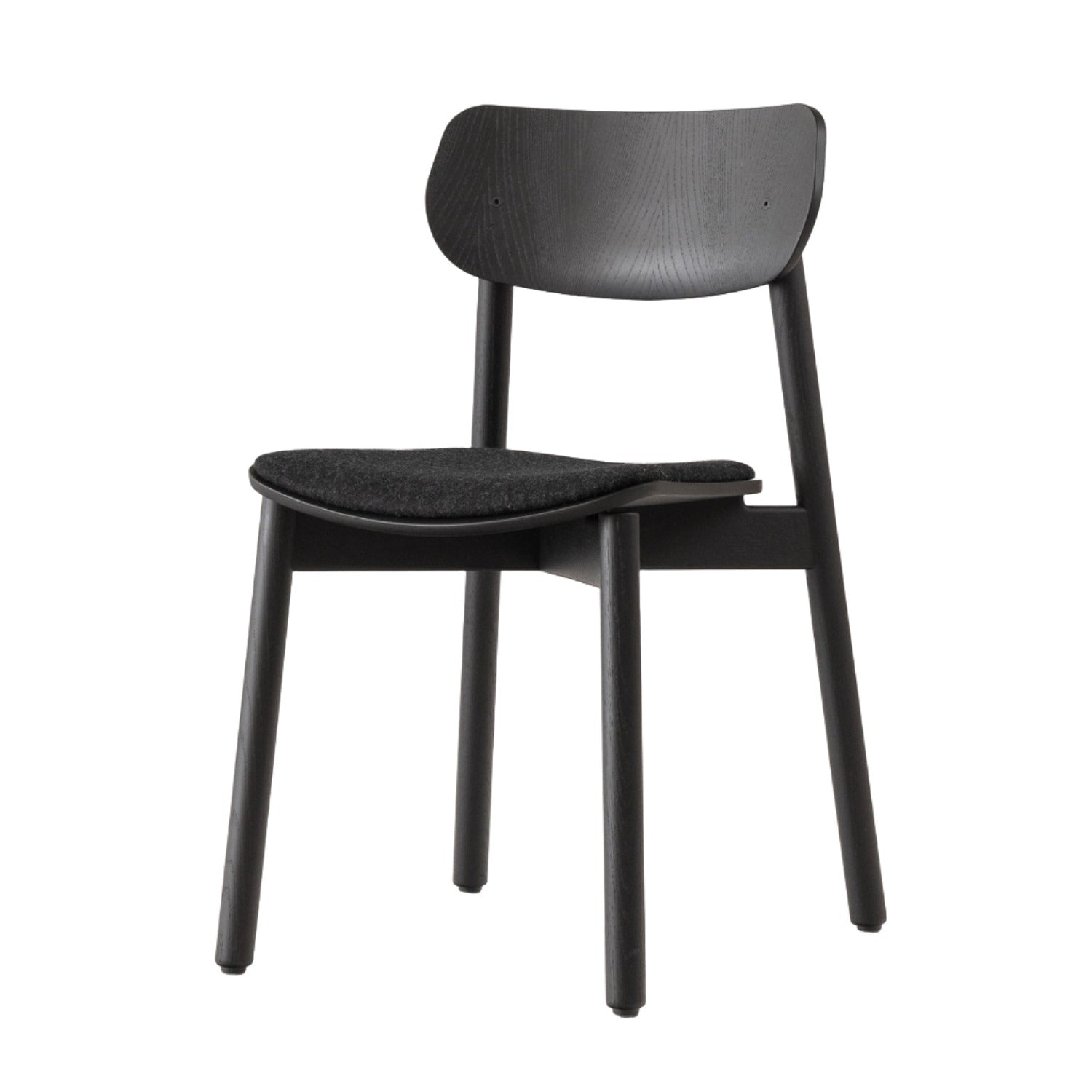 Otis Seat Upholstered Wood Chair in black oak and Black wool