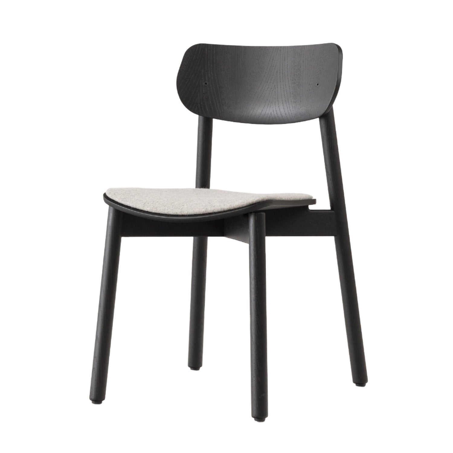 Otis Seat Upholstered Wood Chair in black oak and Grey wool