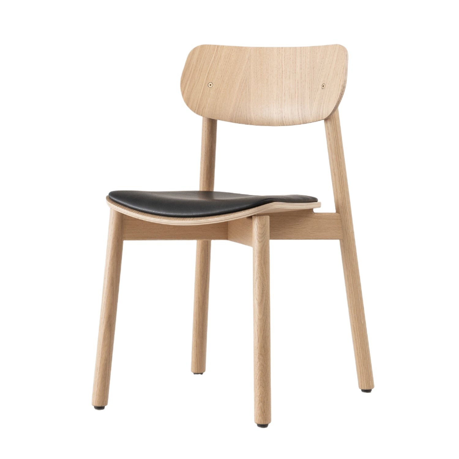 Otis Seat Upholstered Wood Chair in oak and Black Leather