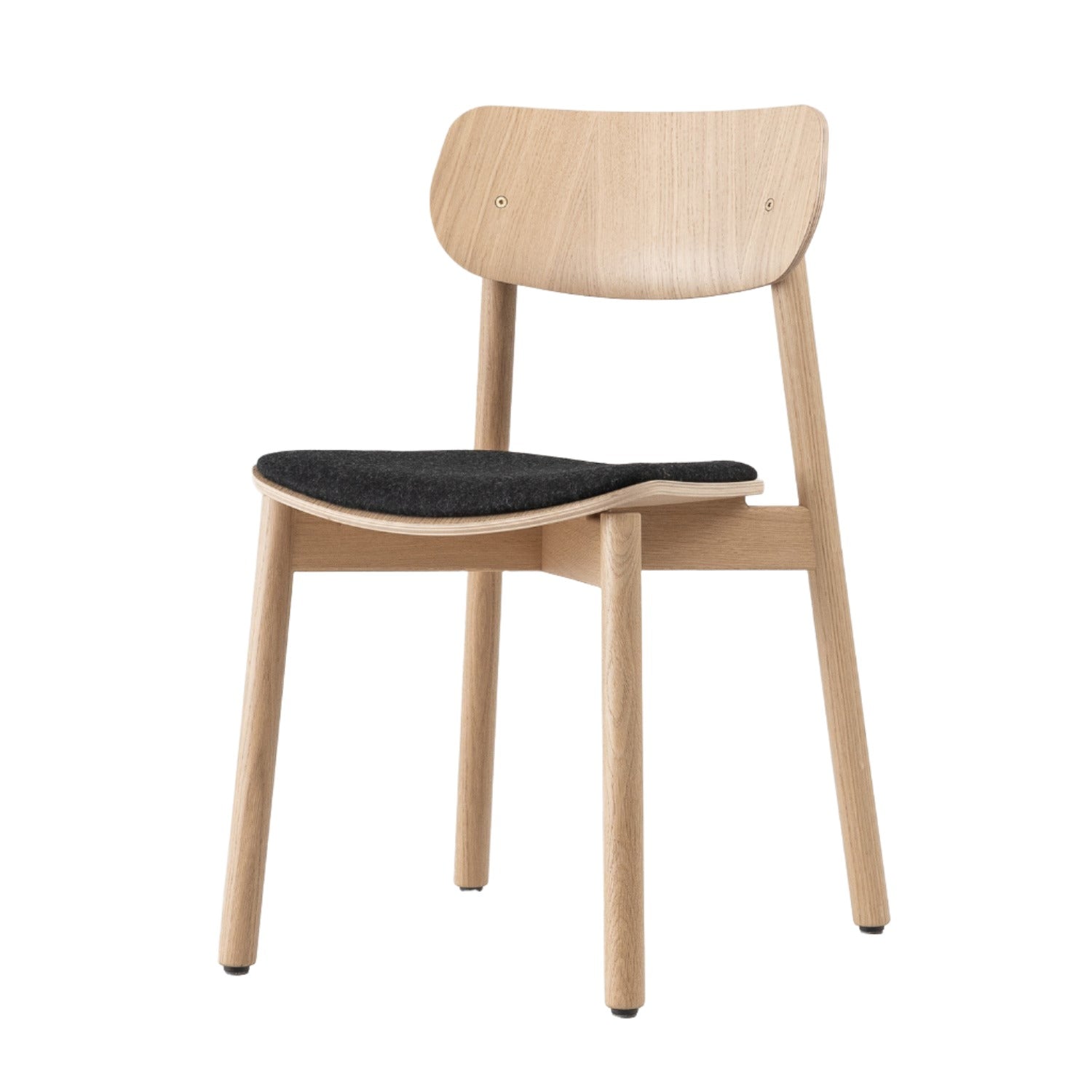 Otis Seat Upholstered Wood Chair in oak and Black wool