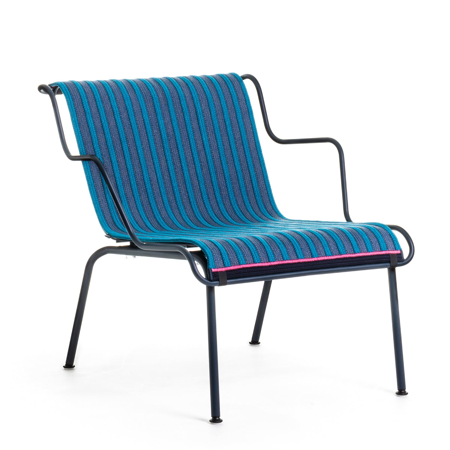 Magis South Low Armchair in dark blue with woven seat pad